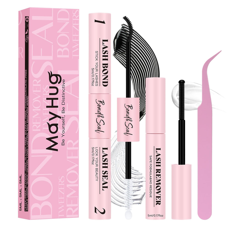 Mayhug front of kit showing all components for easy at-home lash application