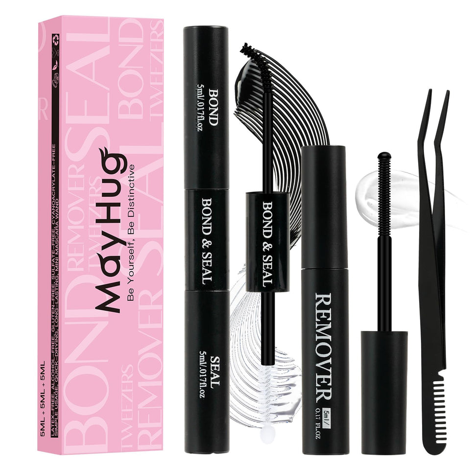 Mayhug front packaging of lash bond and seal kit showing included tools for reliable application