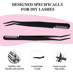 Mayhug stainless-steel tweezers with integrated brush for precise placement and detangling