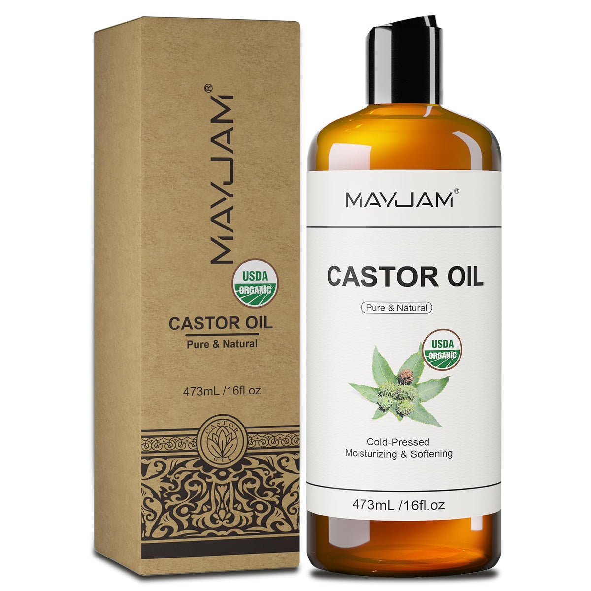 DIY blend bottles with MAYJAM castor oil and essential oils for personalized massage mixes