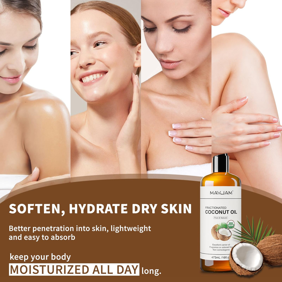 MAYJAM applied to hair ends to show conditioning benefits