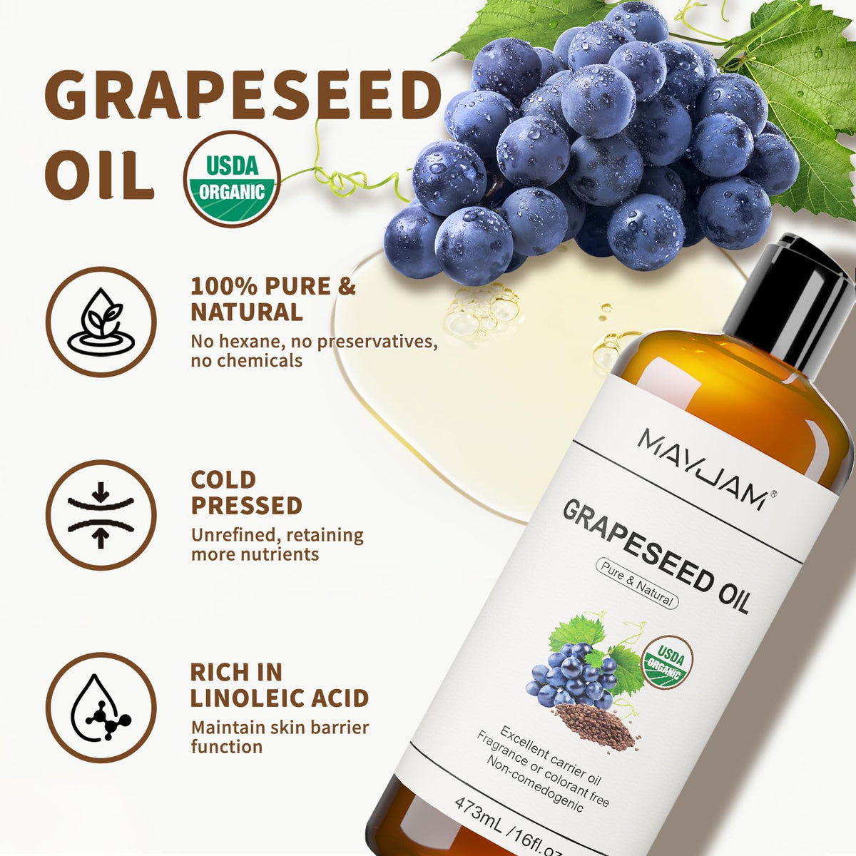 MAYJAM label close-up highlighting USDA organic certification benefit