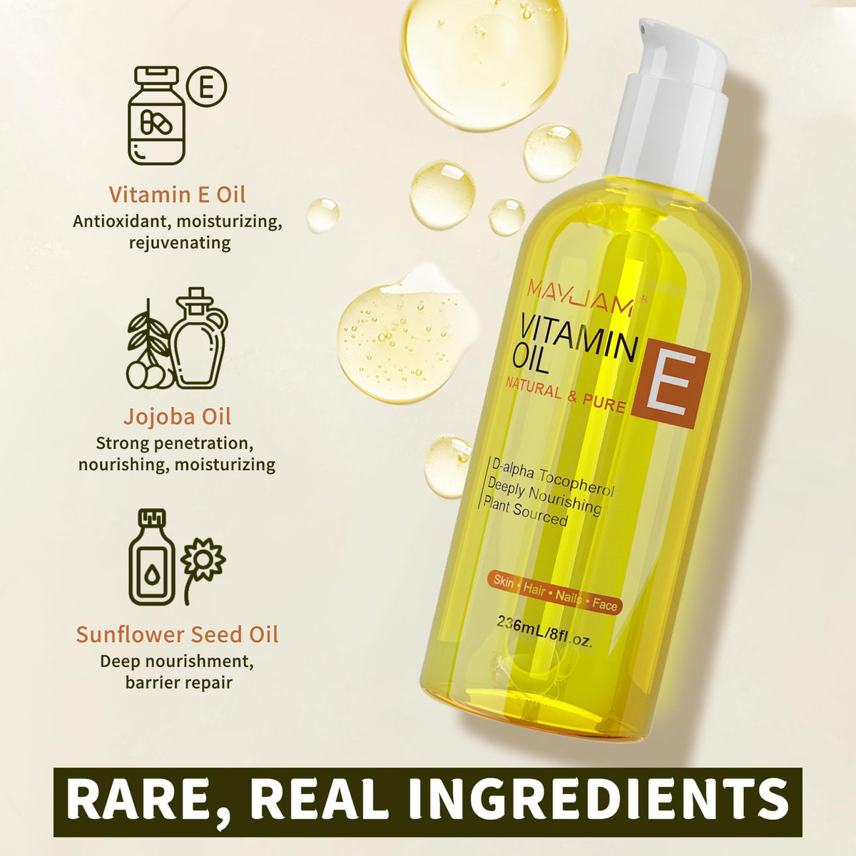 MAYJAM oil texture on palm highlighting smooth absorption and hydration