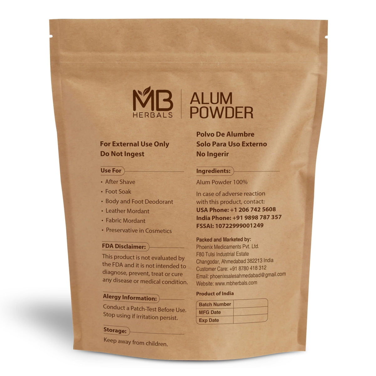 MB Herbals alum powder close texture detail demonstrating fine quality for easy dissolving