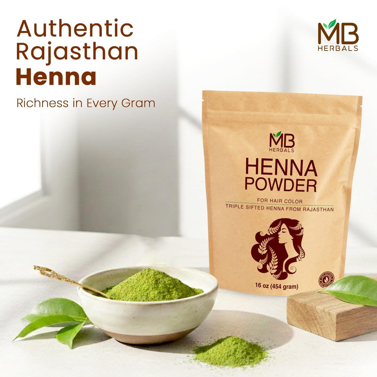 MB Herbals before and after hair view showing warm orange-red result