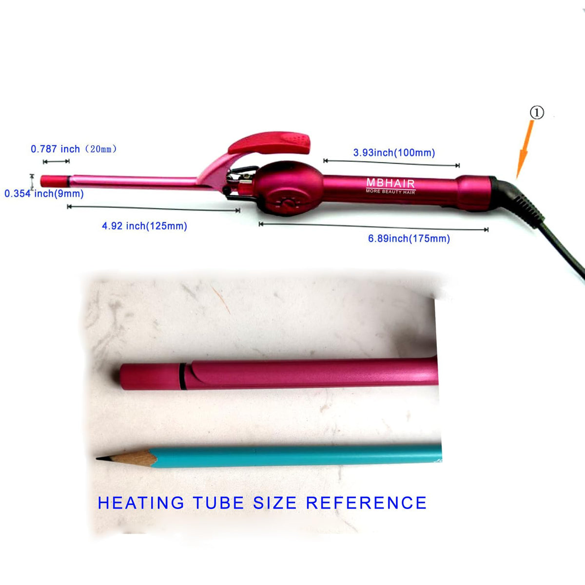 MBHAIR close-up of tourmaline ceramic barrel for even heat and smoothness