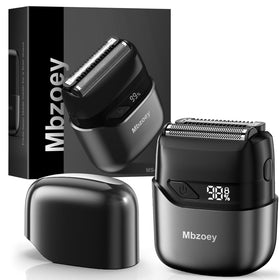 Mbzoey foil shaver front view showing compact design and ergonomic grip for comfortable handling