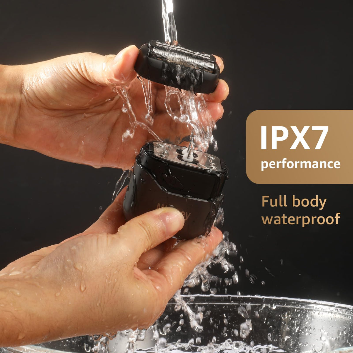 Mbzoey in hand to show compact size and portability for travel-friendly grooming