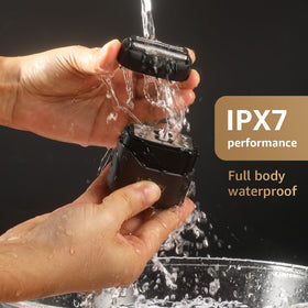 Mbzoey in hand to show compact size and portability for travel-friendly grooming