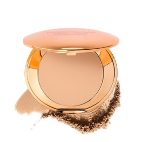 MCoBeauty compact front view showing sleek case and branding for travel convenience