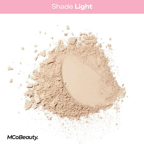 MCoBeauty application with brush blending for natural mattified finish