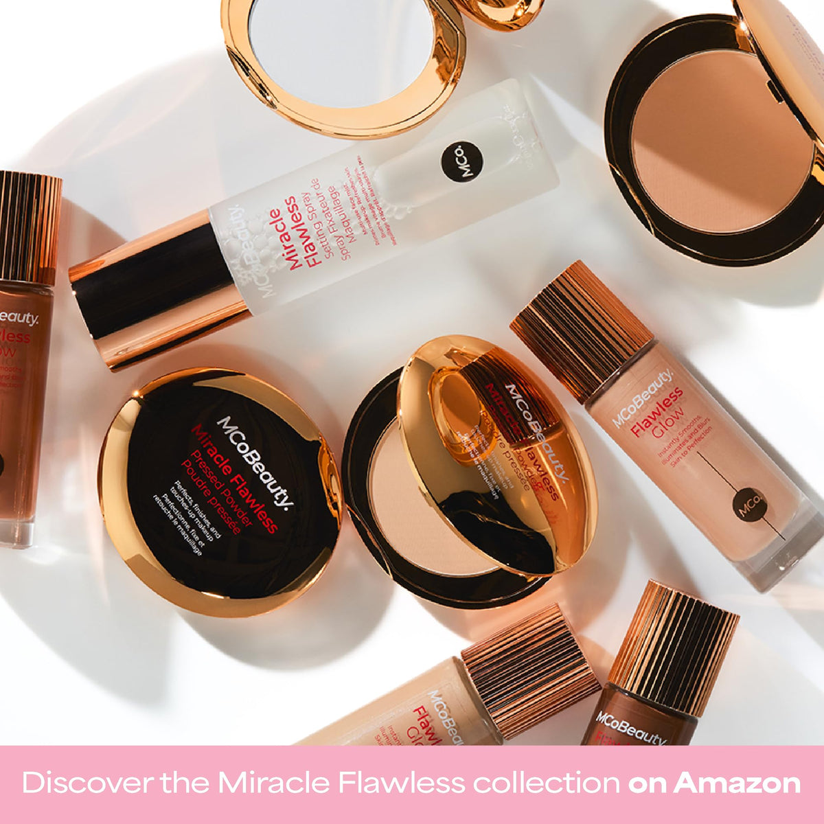 MCoBeauty compact in purse lifestyle shot showing travel-friendly, quick mattifying