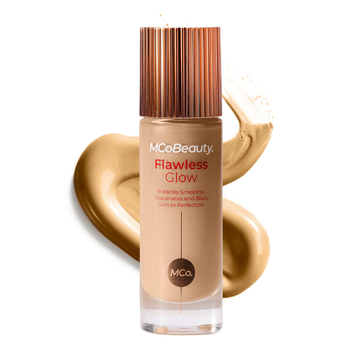 MCoBeauty front bottle shot showing shade and sleek packaging benefit - easy identification