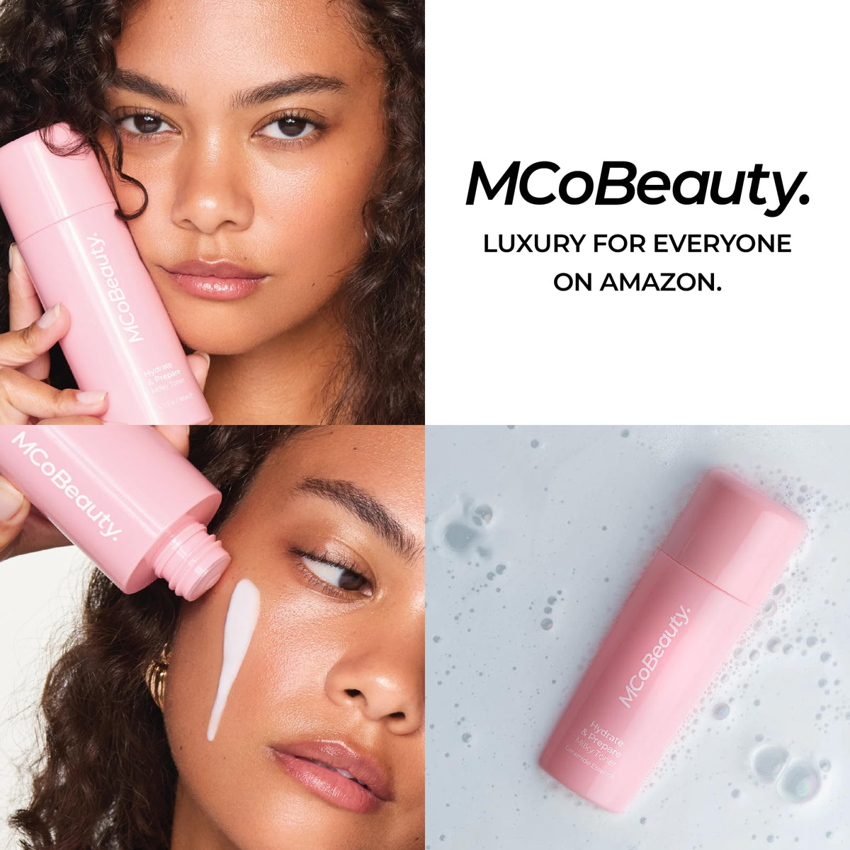 MCoBeauty before and after skin image showing plumper, dewy, improved texture