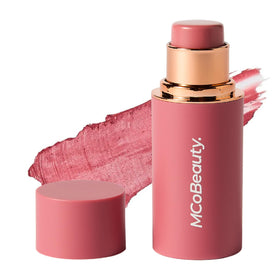 MCoBeauty front packaging showing Peony Rose stick and compact size benefit