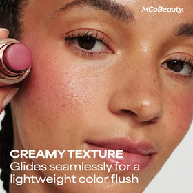 MCoBeauty application on cheek demonstrating natural dewy flush