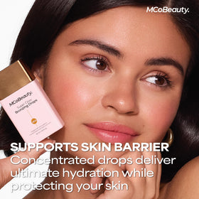 MCoBeauty drop applied on cheekbone demonstrating buildable sculpting effect