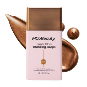 MCoBeauty bottle front packaging showing Sun Kissed bronzing drops and label benefits