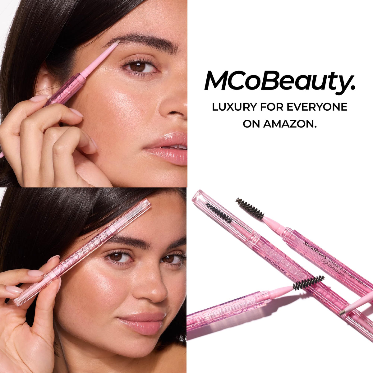 MCoBeauty pencil beside a coin showing compact size and portability