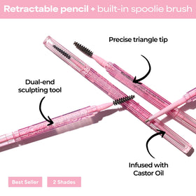 MCoBeauty built-in spoolie brush grooming hairs for blended, natural finish