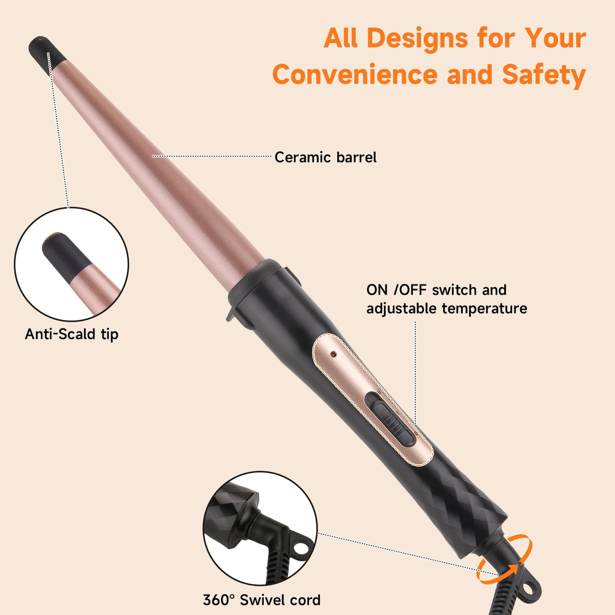 MCODON heat-resistant glove and insulated tip benefit: safer handling while styling