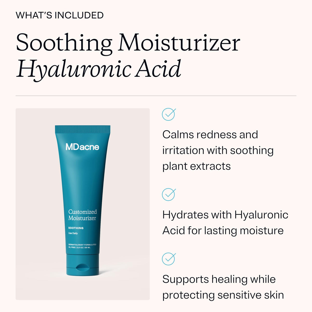 MDacne cleanser lather in hand illustrating gentle pore-cleaning action