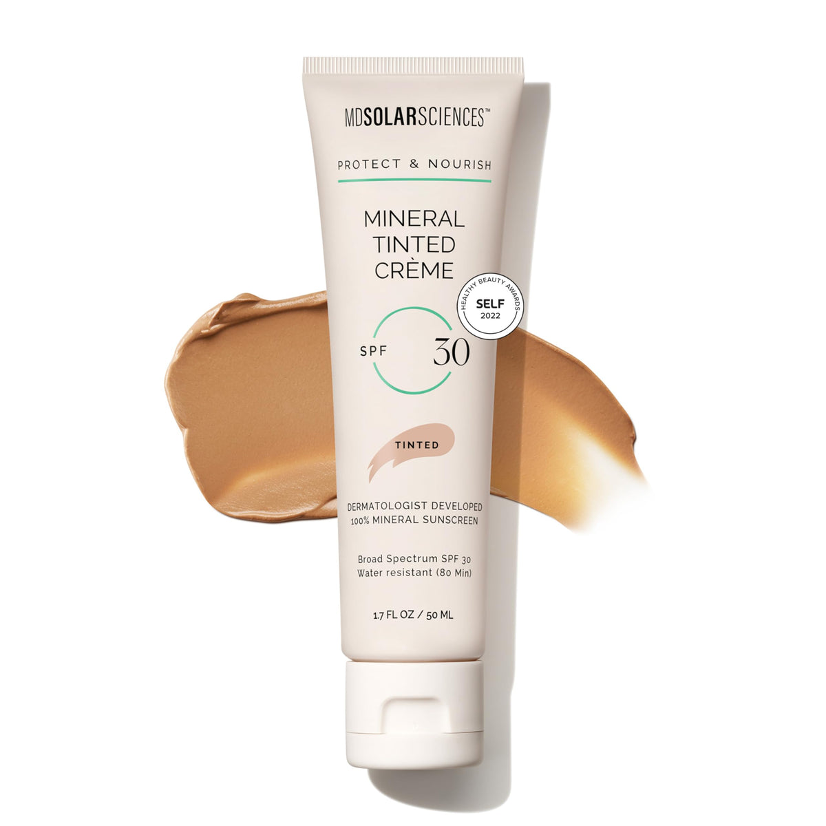 MDSolarSciences front packaging showing tinted crème and SPF benefits