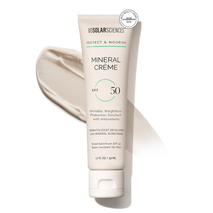 MDSolarSciences front packaging showing SPF 50 and matte finish benefits