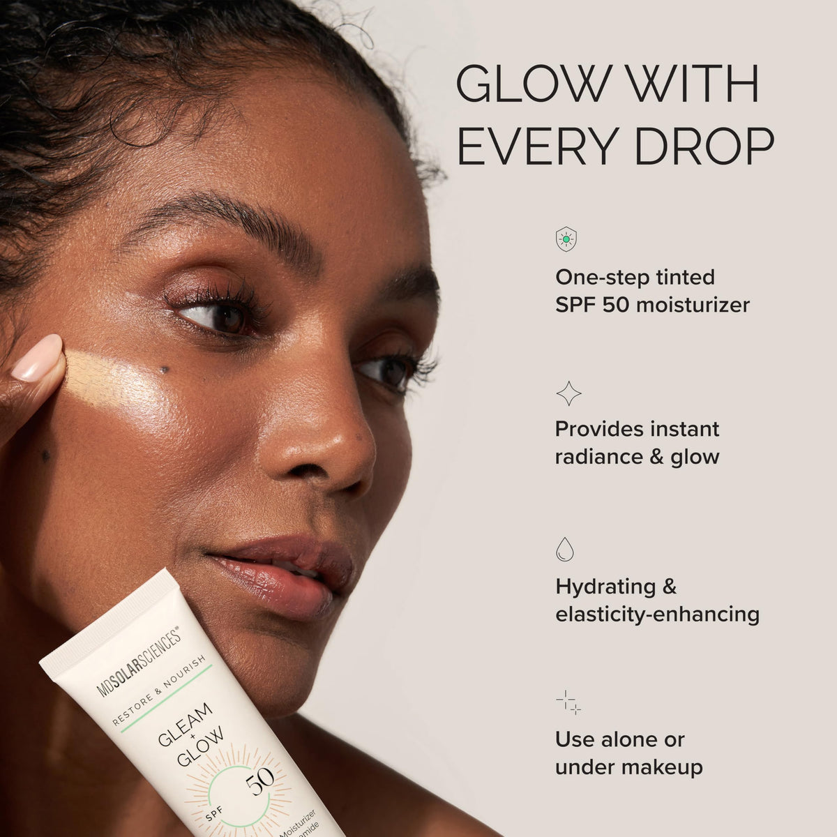 MDSolarSciences tinted swatches blending into different skin tones