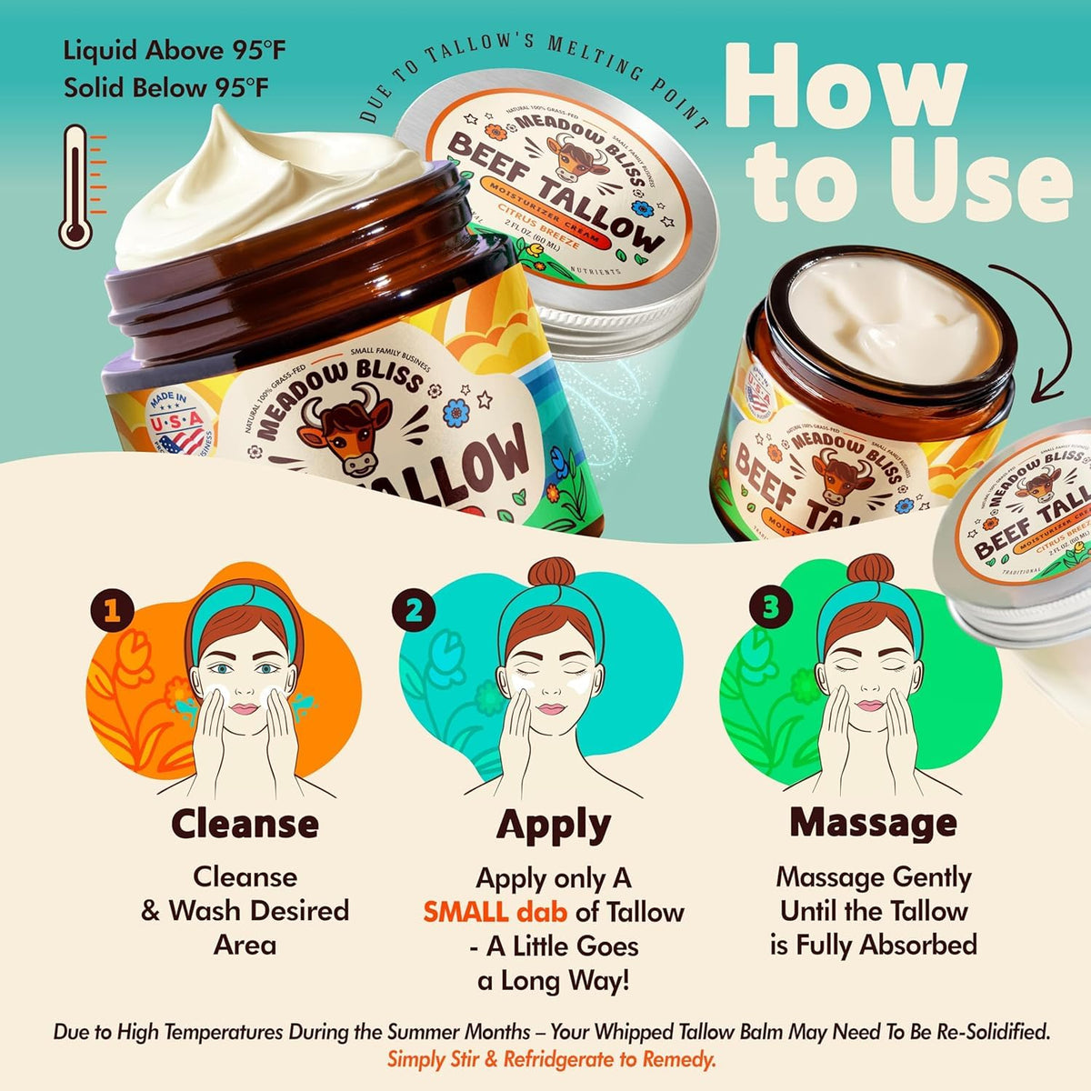 Meadow Bliss jar on bathroom shelf in lifestyle scene promoting daily routine