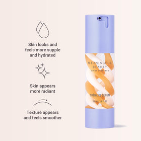 Meaningful Beauty cream shown on hand being spread to demonstrate lightweight hydration benefit