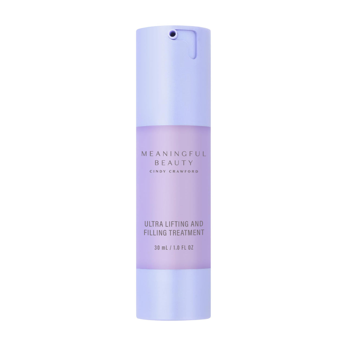 Meaningful Beauty front bottle showing label and sleek purple glass for luxury skincare
