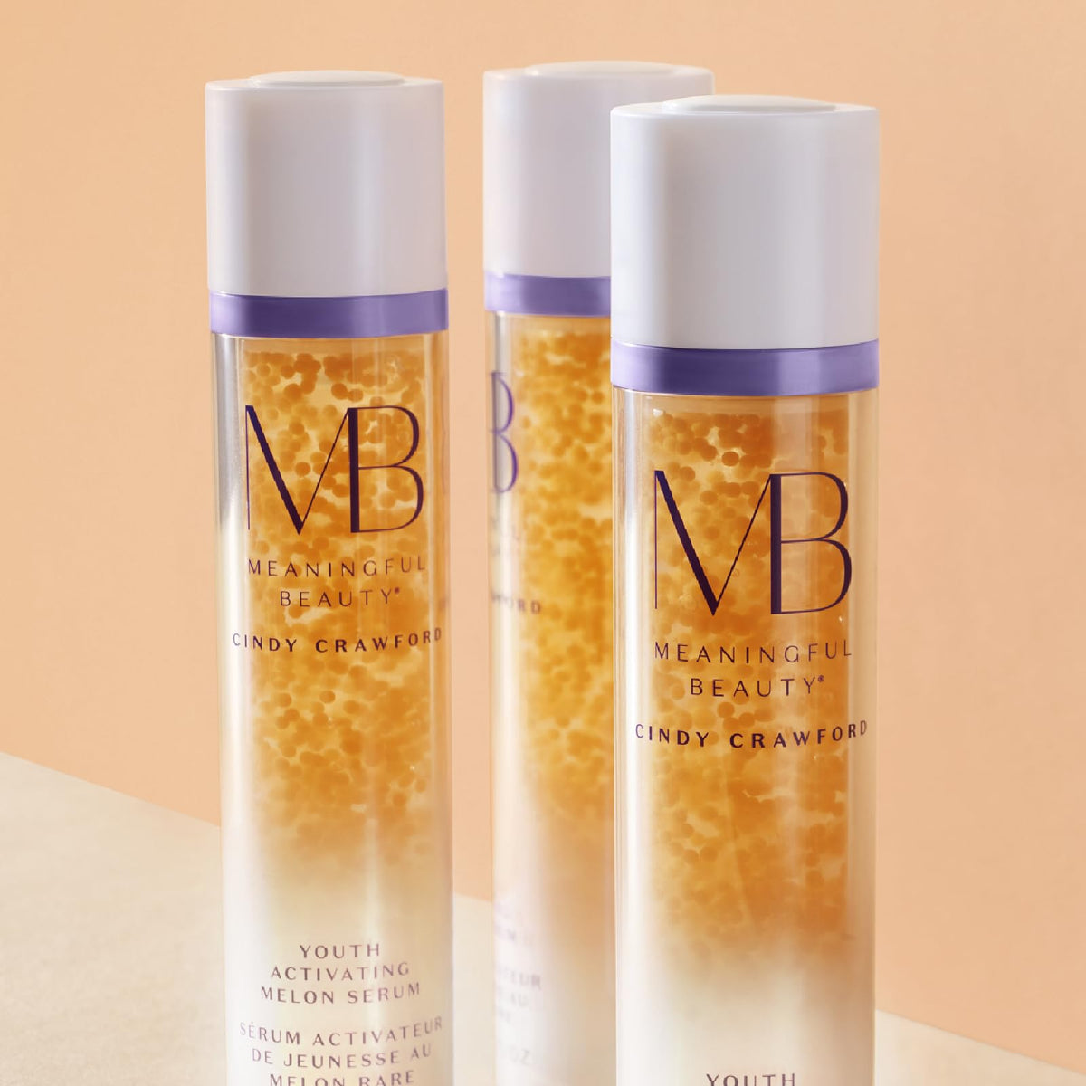 Meaningful Beauty ingredients label showing melon stem cell and hyaluronic acid benefits