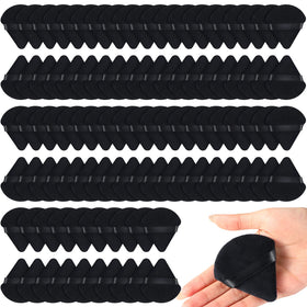 Meanplan front packaging showing 100 black triangle powder puffs and quantity benefit