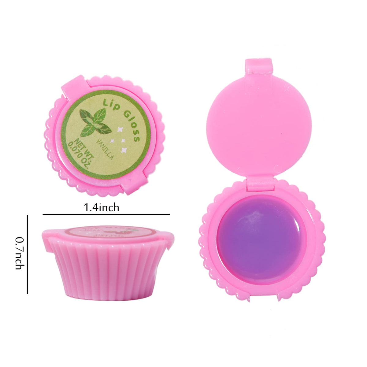 Mebtmel cupcake gloss next to coin showing compact travel-friendly size