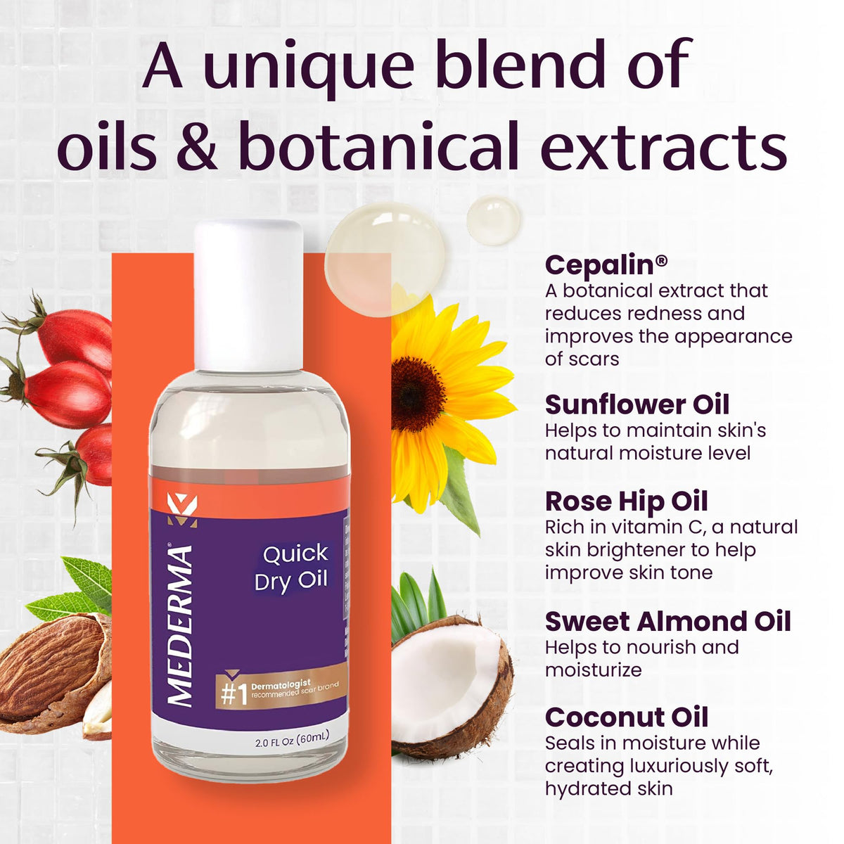 Mederma oil being applied to skin, shows easy absorption and hydration benefit