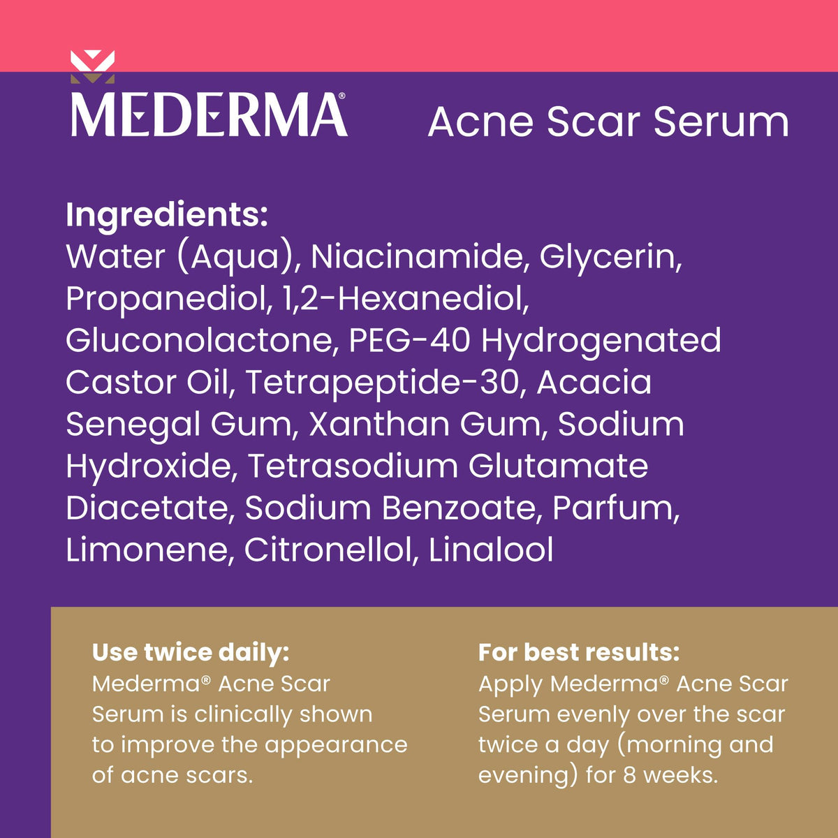 Nighttime bathroom counter with Mederma serum showing bedtime routine support