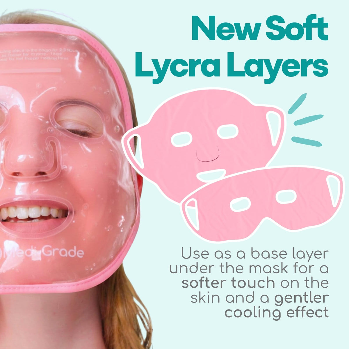 Medi Grade eye mask close-up of gel texture delivering soothing chill