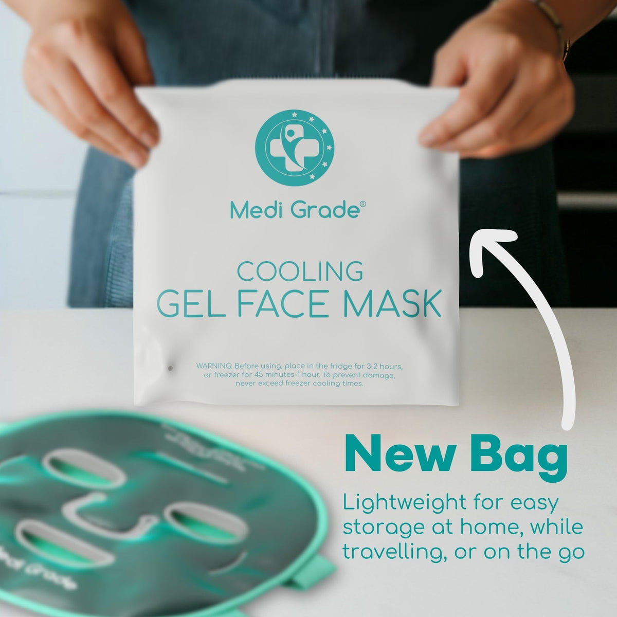 Medi Grade mask side profile illustrating nose-gap and eye height for improved fit