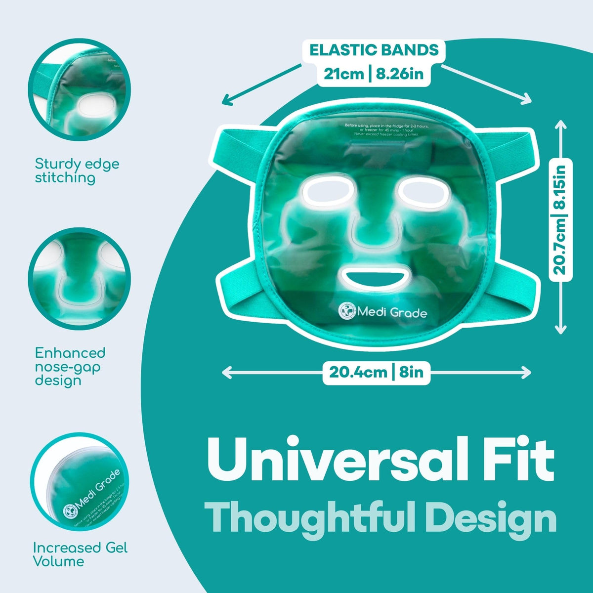 Medi Grade size comparison in hand to show scale and portability of the reusable mask