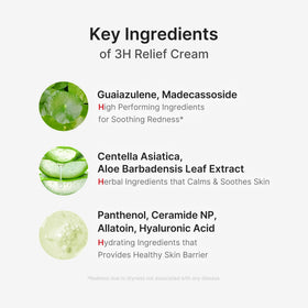 medicube 3H ingredient label close-up highlighting soothing components