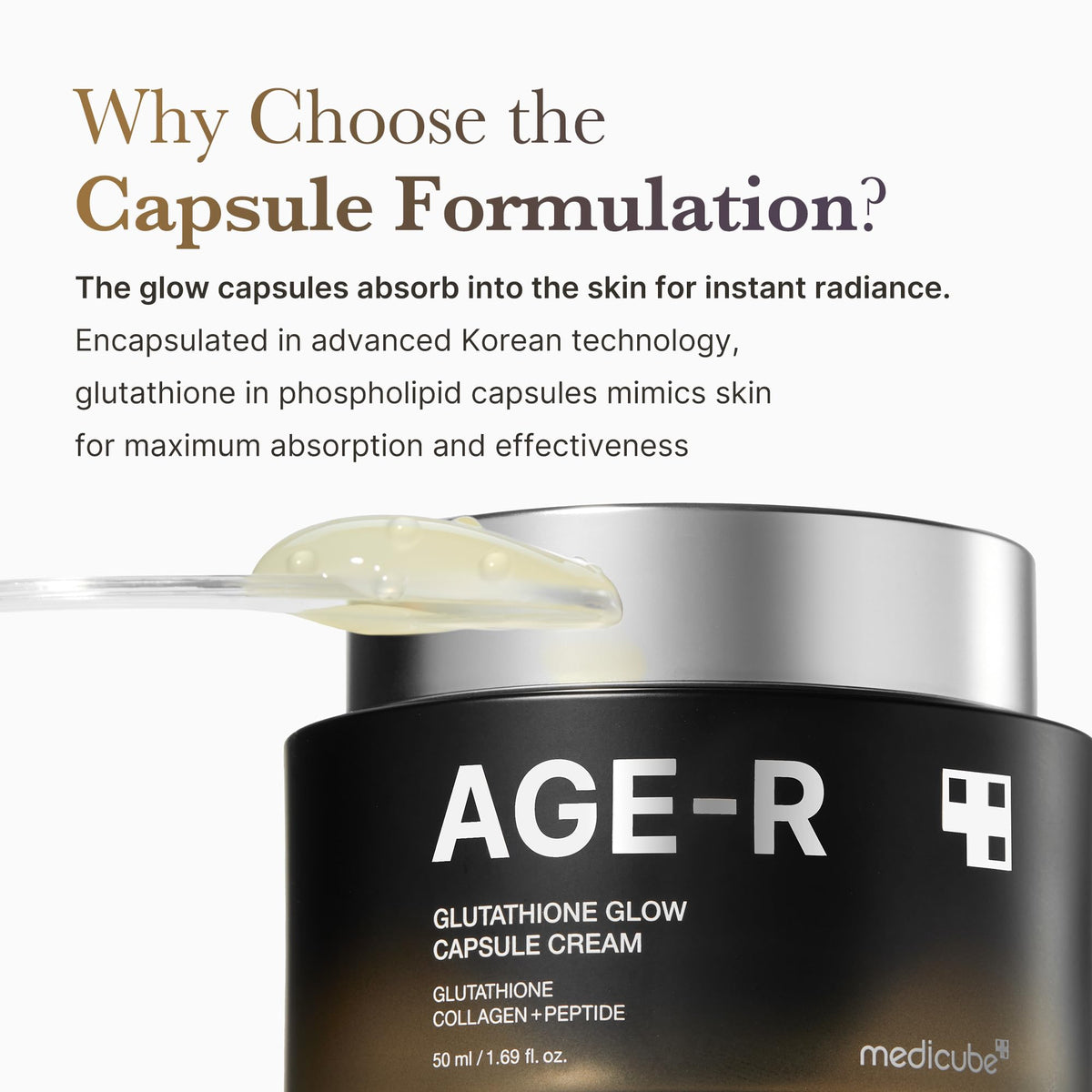 medicube close-up of glow capsules demonstrating delivery technology