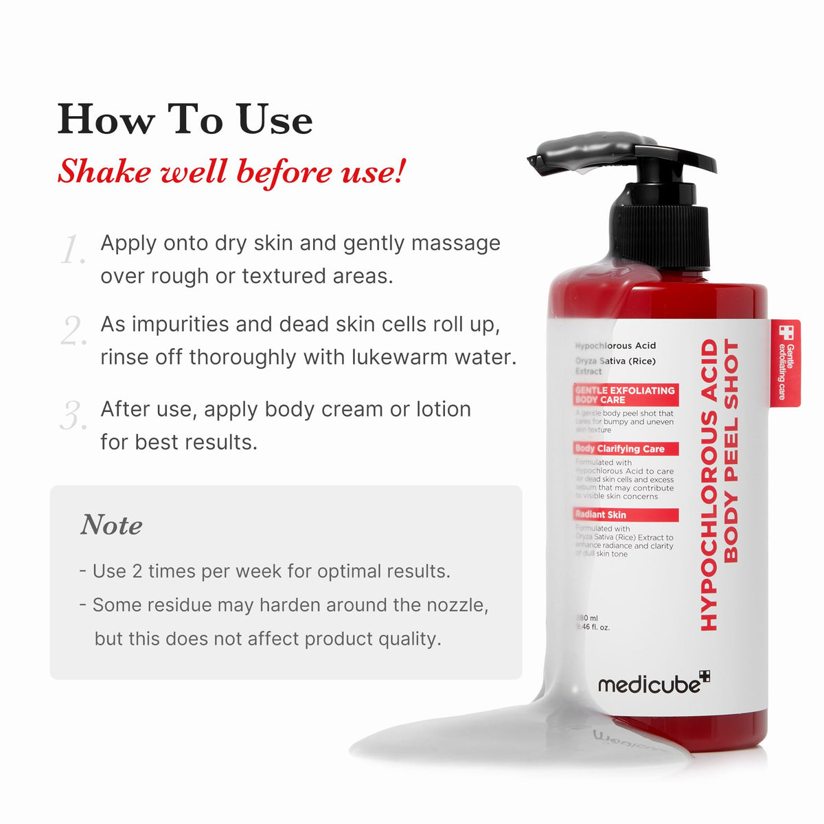medicube before and after body skin comparison showing visible smoothing