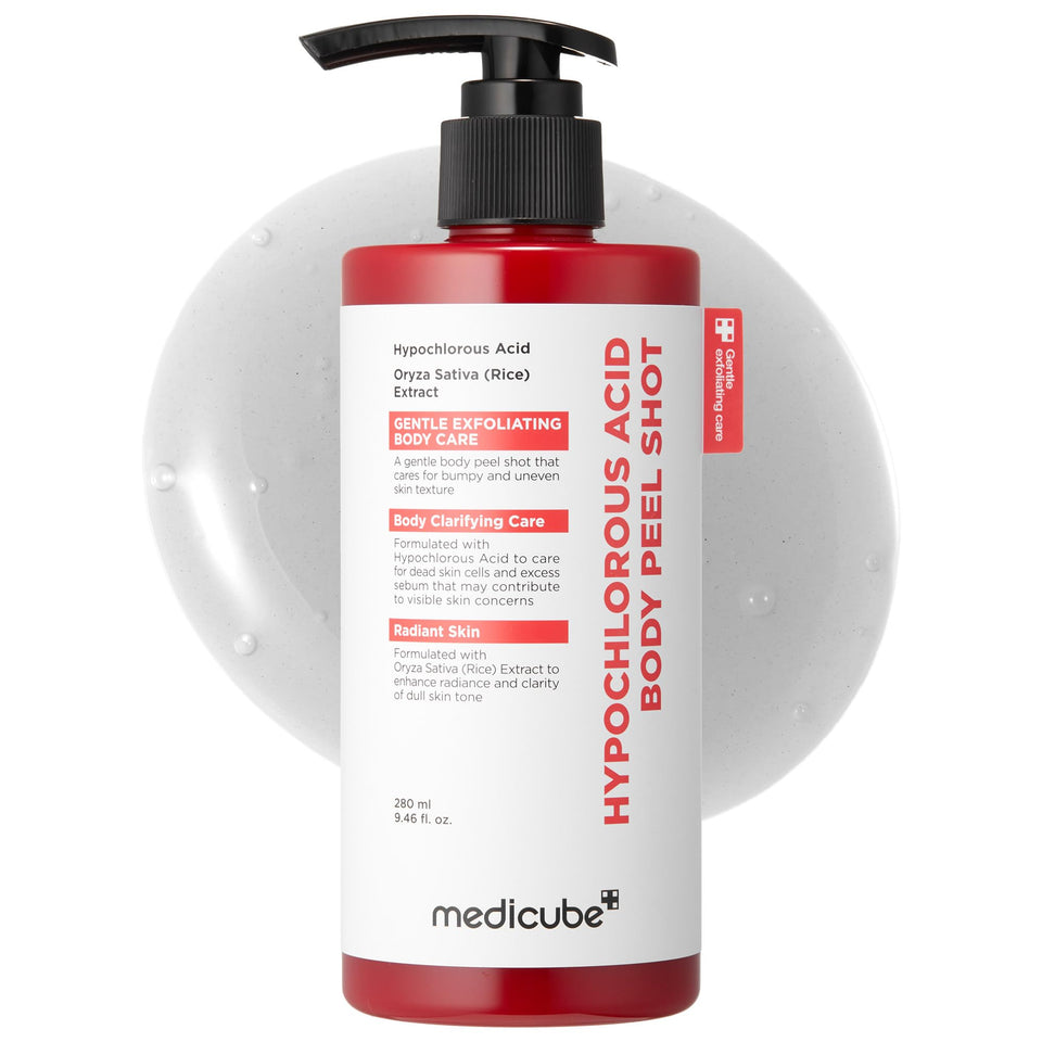medicube front bottle showing product and clear label for smooth skin