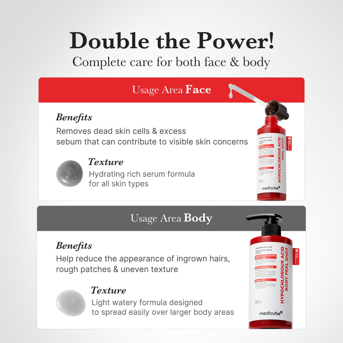 medicube bottle next to hand indicating 9.46 fl.oz size and coverage