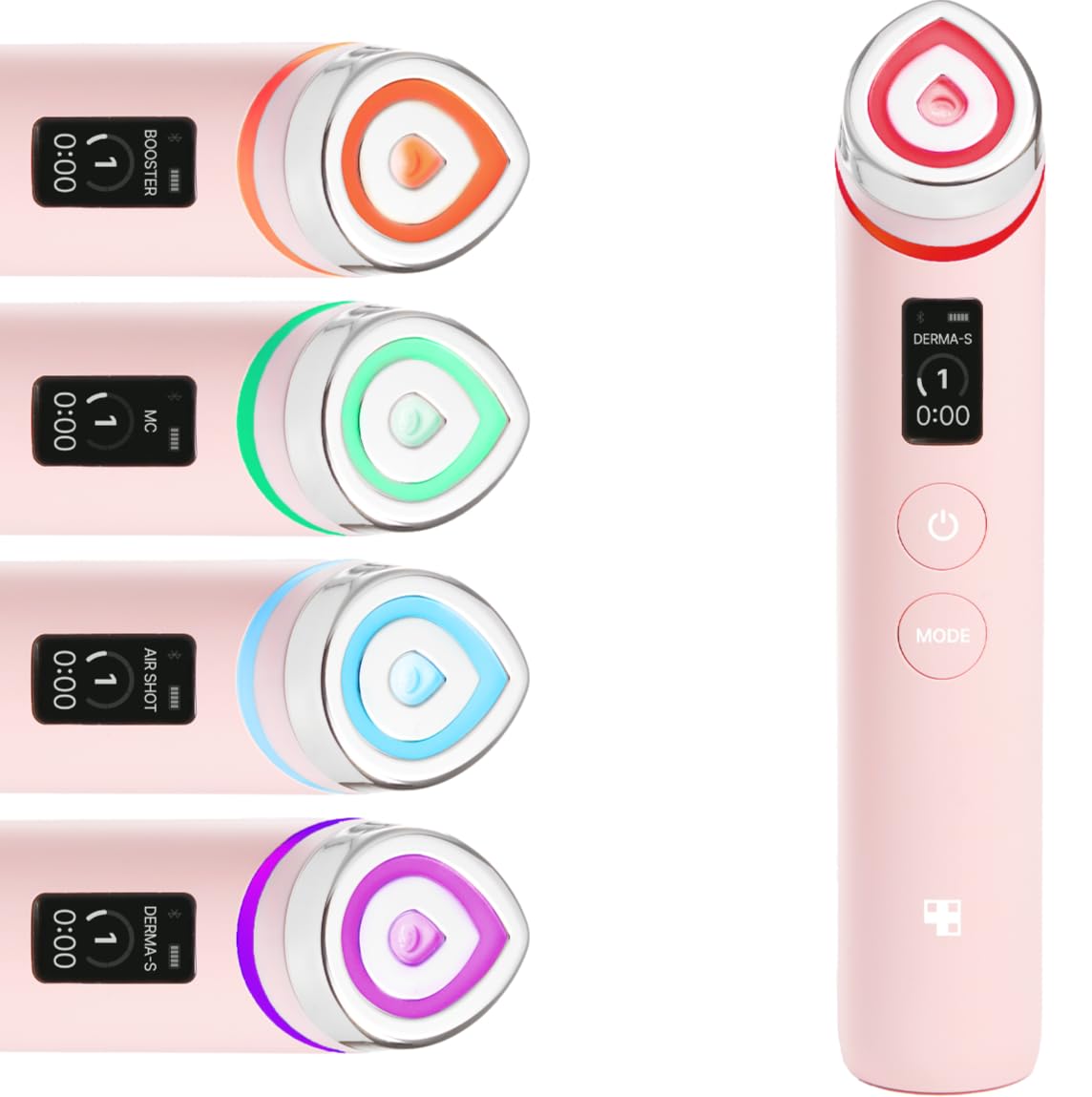 medicube Booster Pro front view showing compact pink massager and controls for easy use