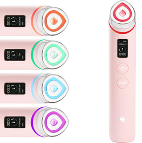 medicube Booster Pro front view showing compact pink massager and controls for easy use