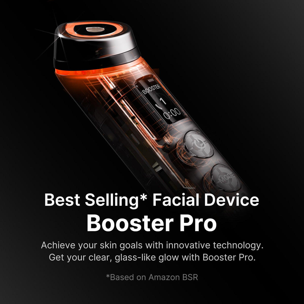 medicube Booster Pro glass tip close-up demonstrating smooth surface for gentle glide