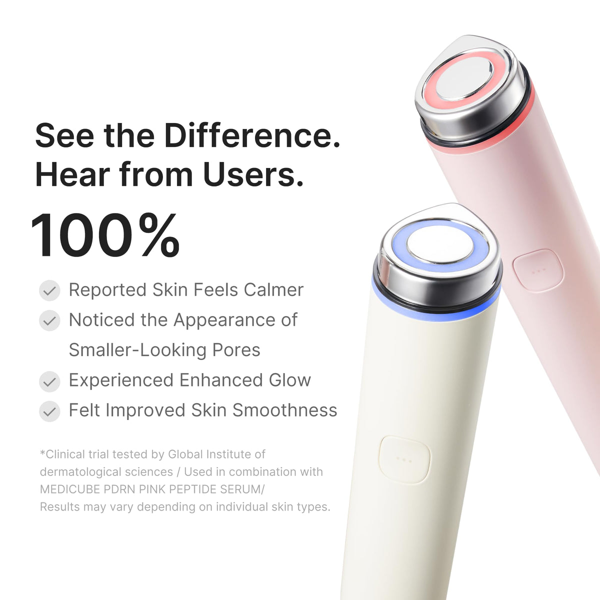 medicube blue mode lit to demonstrate pore-refining and texture benefit