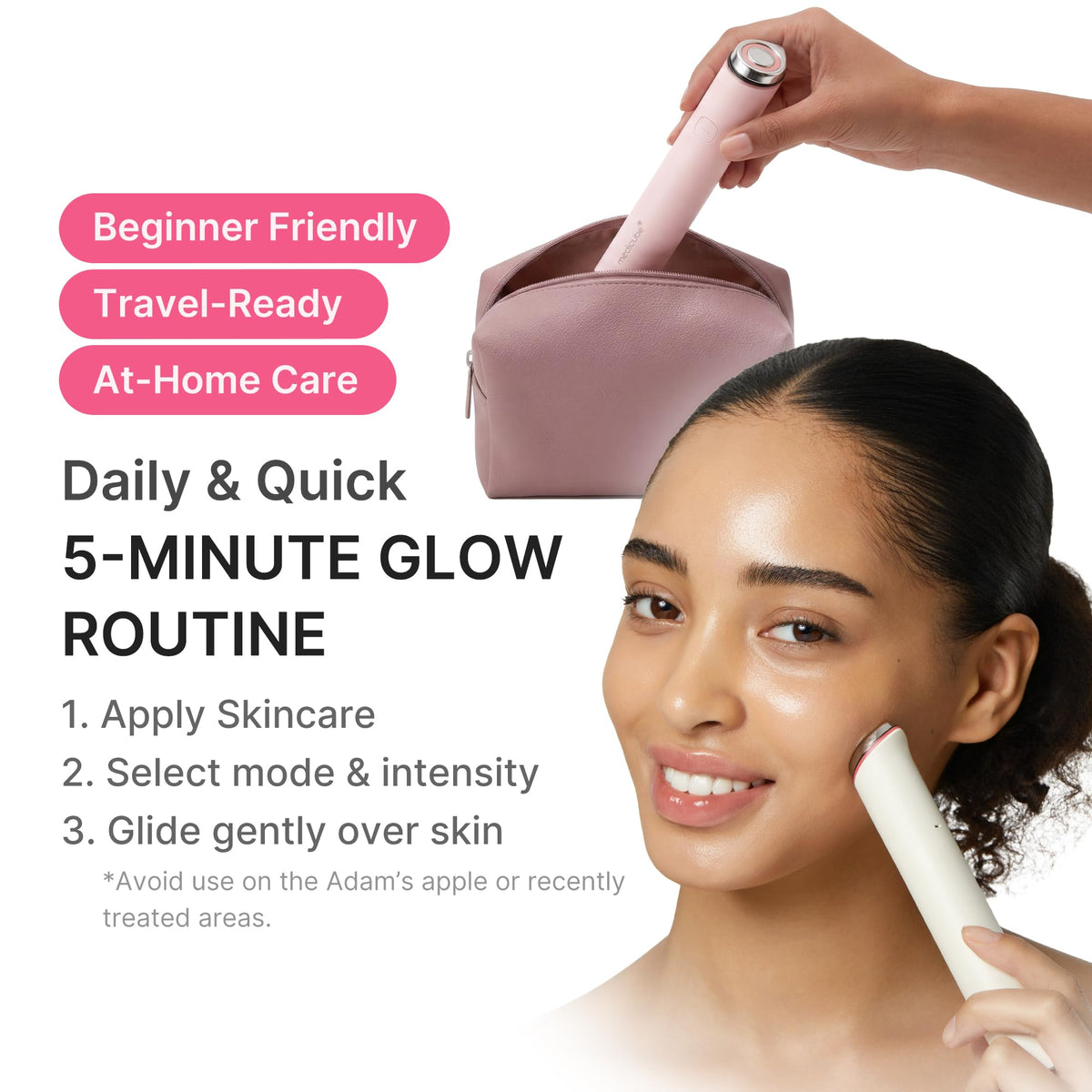 medicube purple mode glowing to represent elasticity and glow-boosting effect